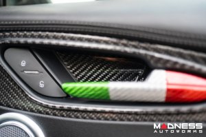 Alfa Romeo Giulia Inner Door Bowl Cover Kit - Carbon FIber - Flexible / Self Adhesive 